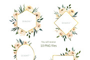 Watercolor Beige Flowers & Leaves, a Decorative Illustration by GraphicsDish (Thumbnail 4 of 5)