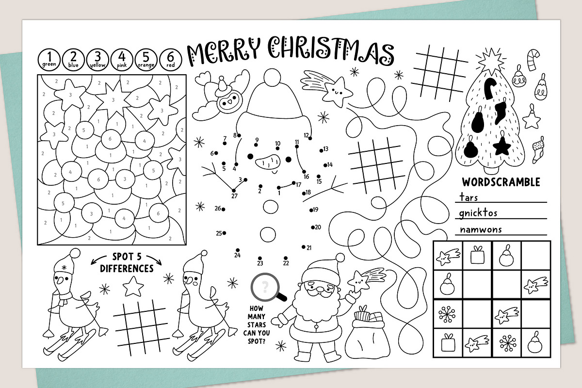 Christmas village coloring placemats, an Education Illustration by Lexi Claus (Photo 2 of 6)