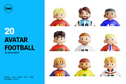Football Player Avatar 3D Icon Set, a Characters & Person 3D Model by SLAB! Design (Thumbnail 1 of 4)