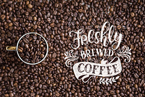 Coffee. Handlettering Design Quotes.