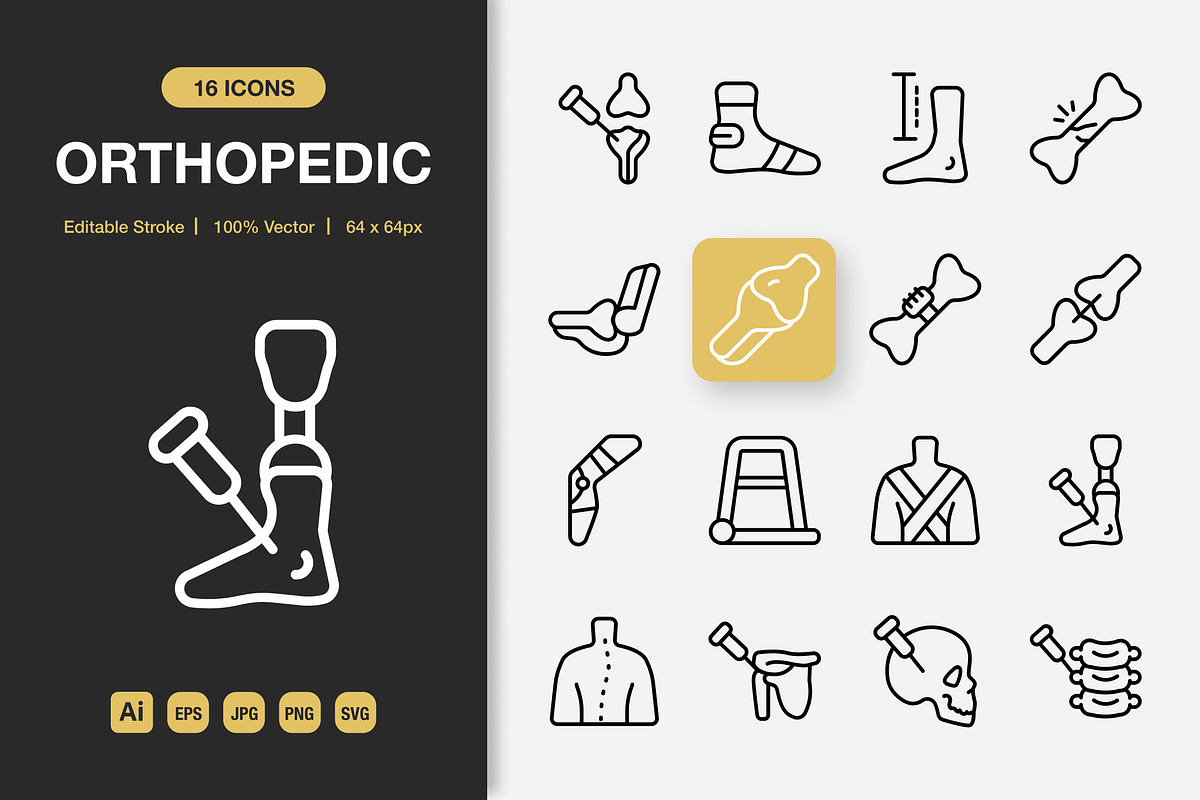 Orthopedic Outline Icons, an Outline Icon by Spacepixel Creative