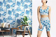 Blue Watercolor Floral Geo Pattern, a Pattern Graphic by Gullenda (Thumbnail 5 of 6)