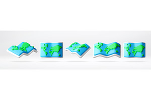 3D world map icon set, an Object Illustration by Abscent