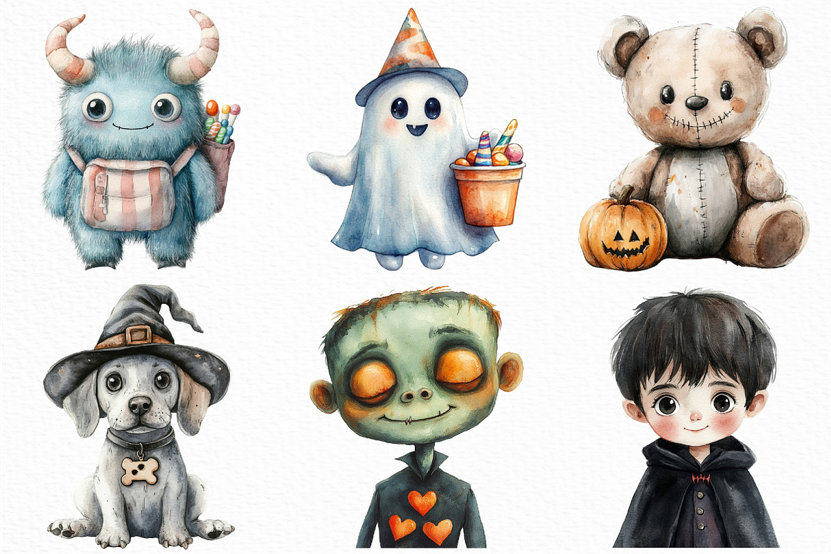 Watercolor Halloween Character, an Illustration by Craft Nest (Photo 3 of 6)