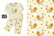 Cute Pattern with Bunny Sunflower, a Pattern Graphic by Cuteanny Design (Thumbnail 1 of 4)