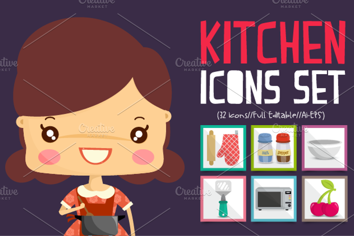 Kitchen Icons Set, an Icon by himoki (Photo 1 of 5)