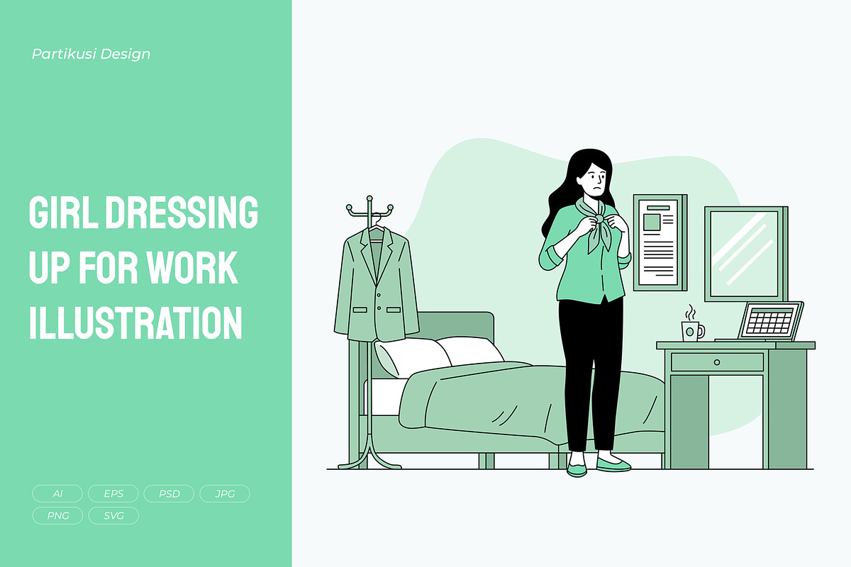 Girl Dressing Up for Work, a Person Illustration by Partikusi Design (Photo 1 of 3)