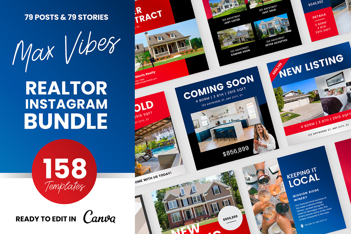 Realtor Instagram Canva Templates, a Social Media Template by Galaxybomb (Photo 1 of 10)