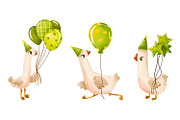 Green Birthday Goose Clipart Set, an Animal Illustration by the_myro (Thumbnail 6 of 10)