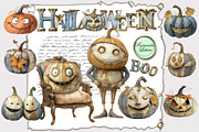 Quirky Halloween Pumpkin Clipart Kit, a Decorative Illustration by Area (Thumbnail 2 of 17)