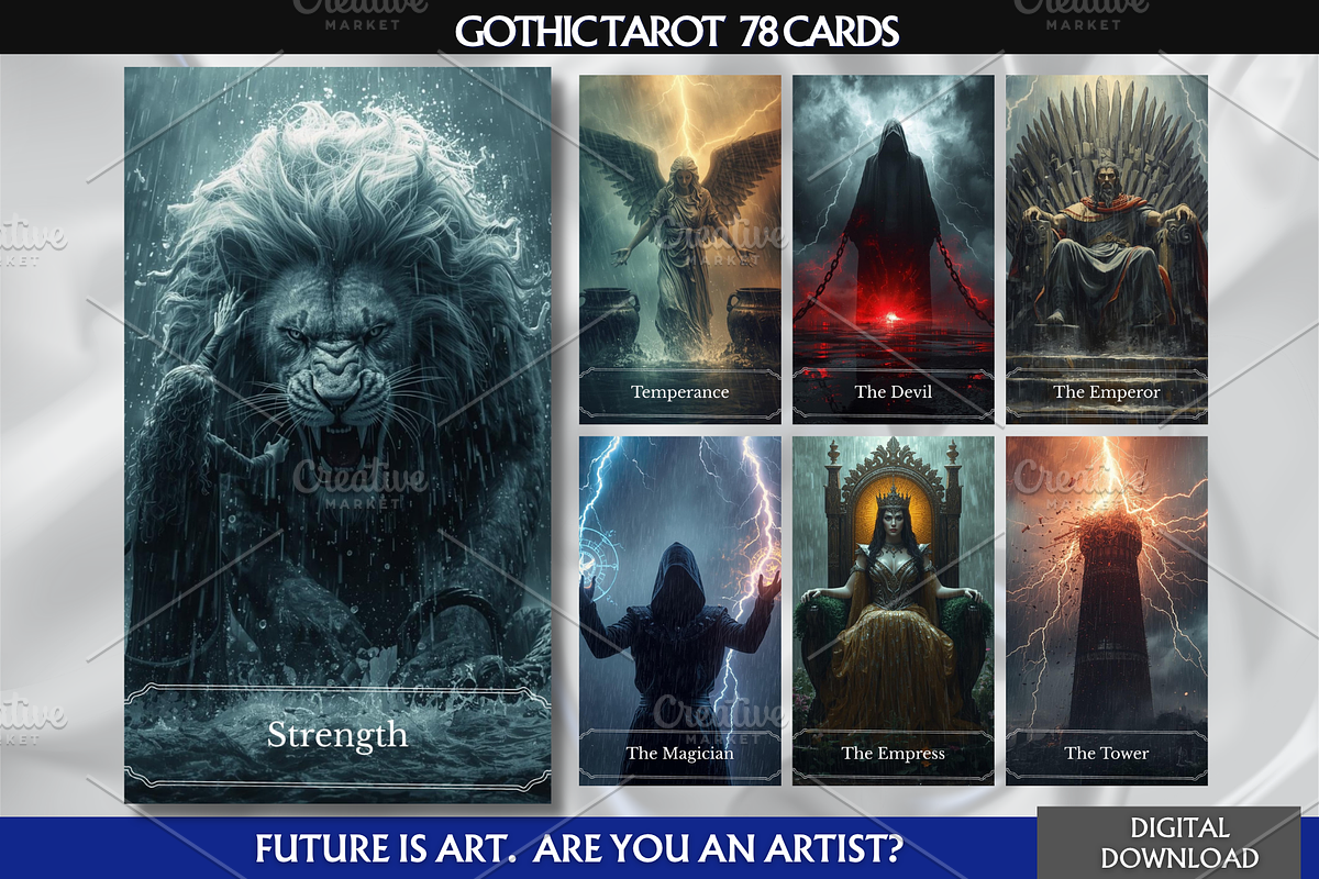 Gothic Tarot Deck Digital Tarot, a Decorative Illustration by Mugio (Photo 1 of 4)
