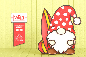 Summer Gnome 3D SVG Multilayered Cut