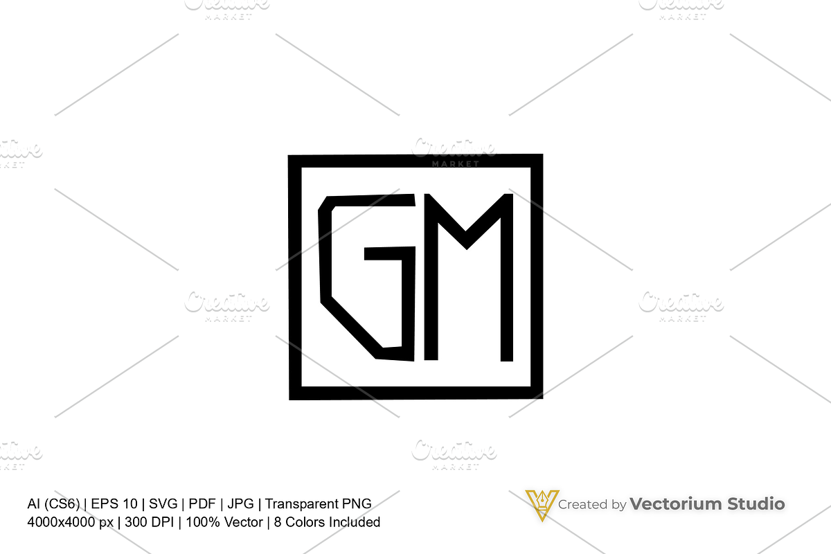 Modern GM Geometric Logo, a Branding & Logo Template by Vectorium Studio (Photo 1 of 8)
