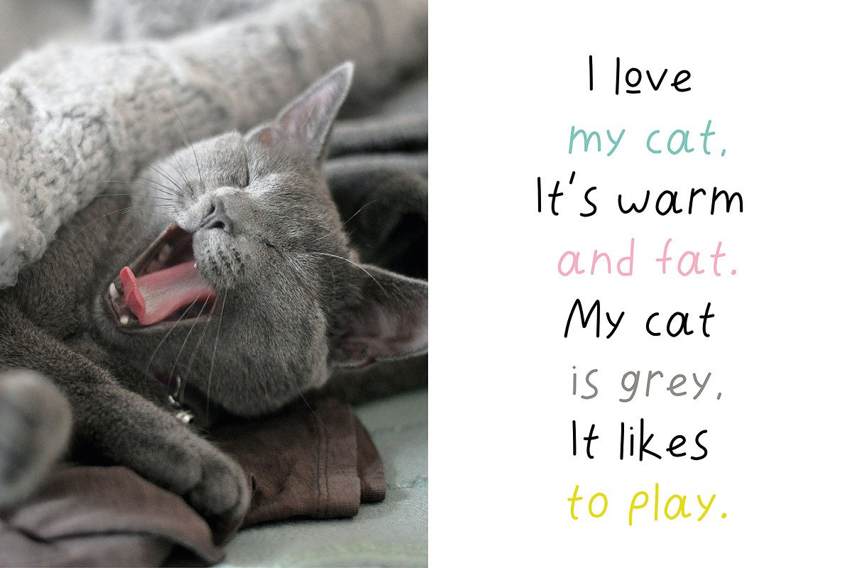 Lazycat Kids font, a Script Font by JuliyArt (Photo 3 of 9)