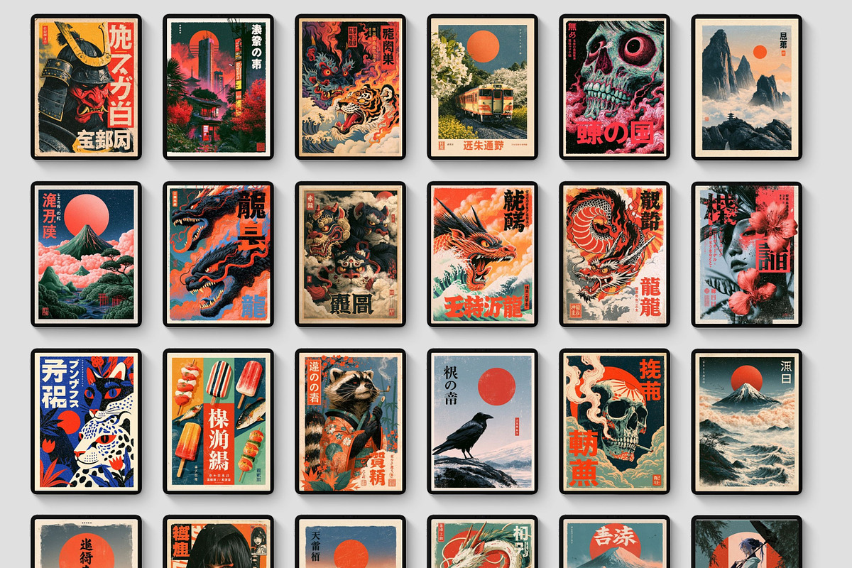 1000 Japanese Wall Art Prints Bundle, a Decorative Illustration by Selenique Studio (Photo 10 of 12)