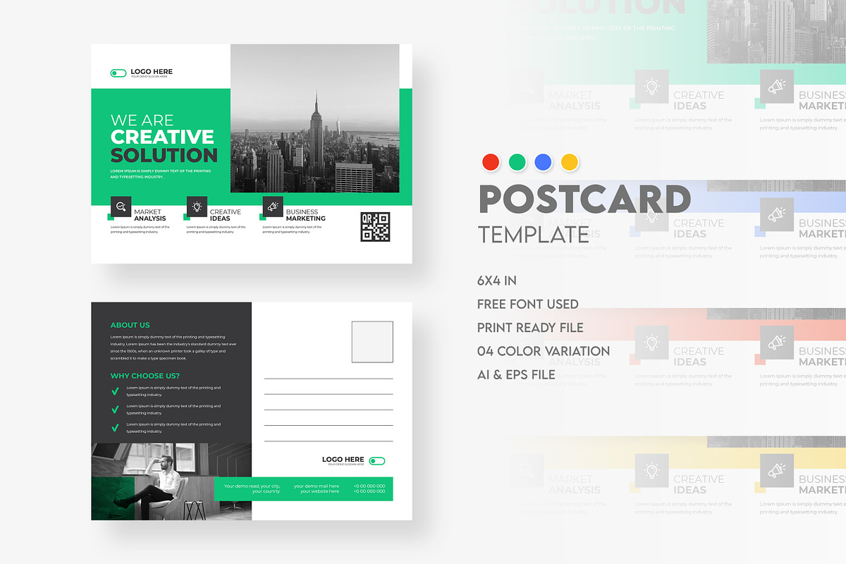 Postcard template design, a Card Template by Tanmoy Topu (Photo 1 of 6)
