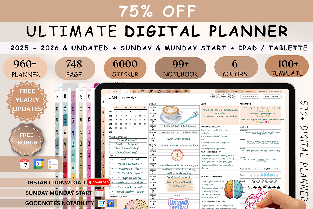 All-in-One Planner 2025 Dated Undate, a Templates & Theme by Plamarplanners (Photo 1 of 10)