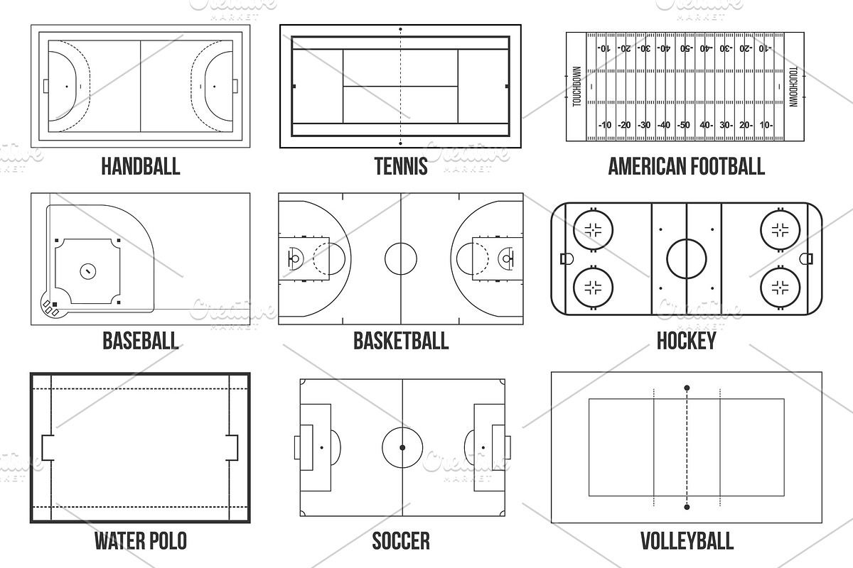 Sport game fields background., an Illustration by HAPPY VECTOR
