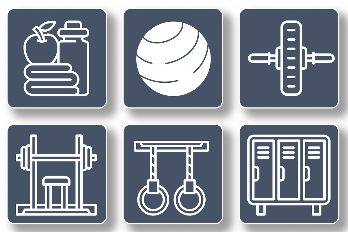 Gym and Fitness Icons, an Outline Icon by Tekuni (Photo 3 of 8)