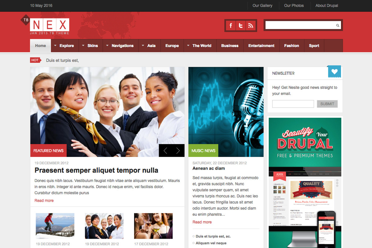 Drupal News Theme TB Nex, a Websites & App Template by ThemeBrain