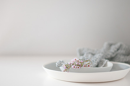 Dainty pink flowers on platters