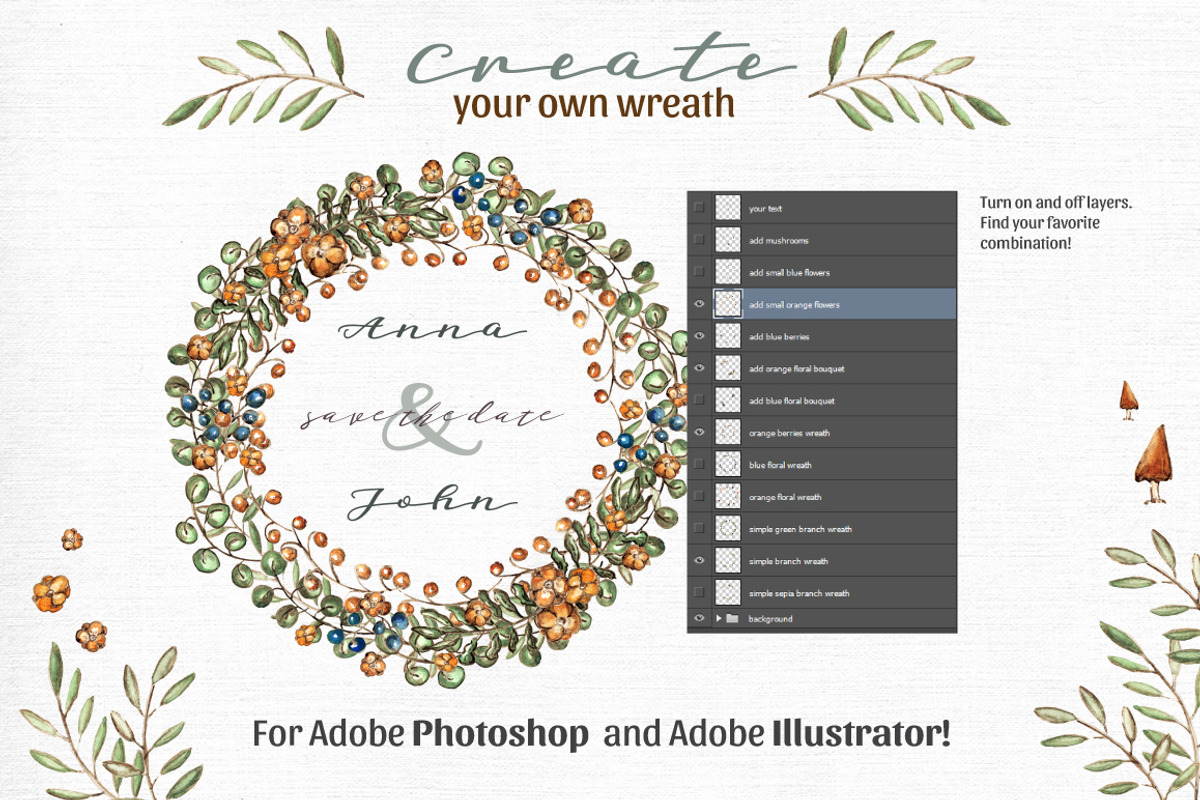 Rustic Wreath Creator, an Illustration by Gray Cat Graphics (Photo 2 of 5)