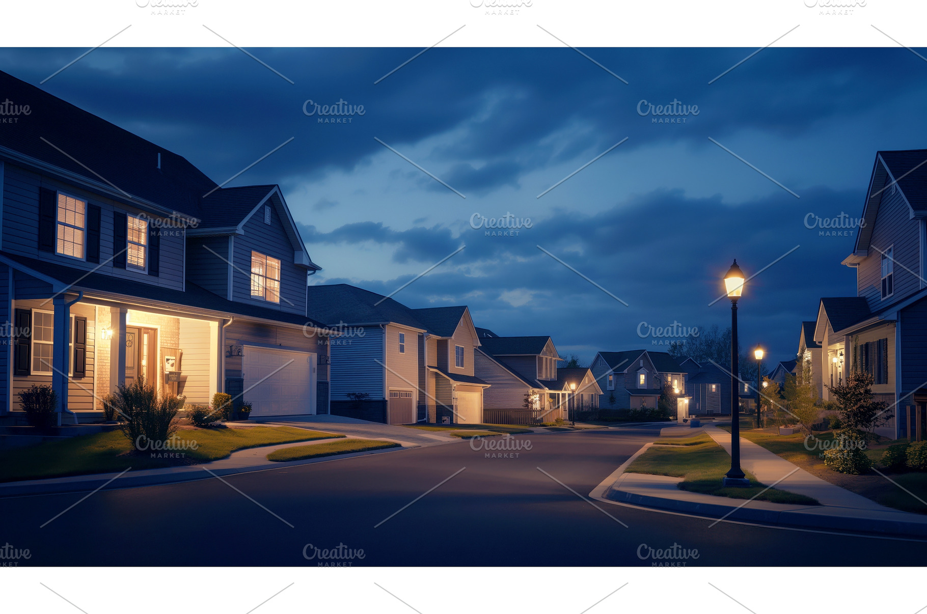 Peaceful suburban neighborhood at, an Architecture Photo by Sergey Kotenev