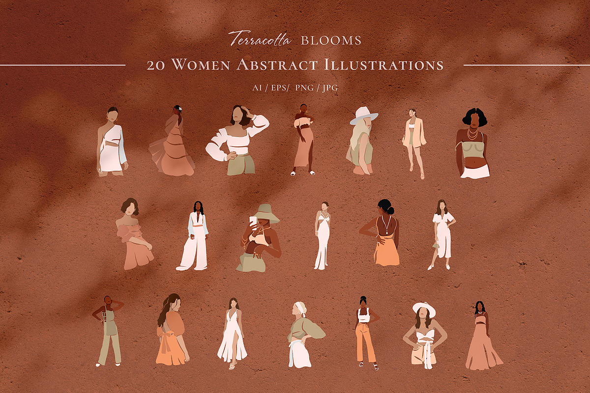 Terracotta Blooms Illustrations, a Decorative Illustration by TiriCo (Photo 2 of 9)