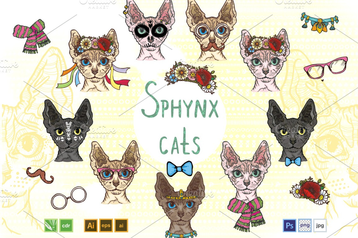Sphynx Cats Creator, an Animal Illustration by ElenaKovalyova (Photo 1 of 4)