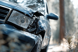 Close up of a car with severe damage, a Transportation Photo by MistyDay