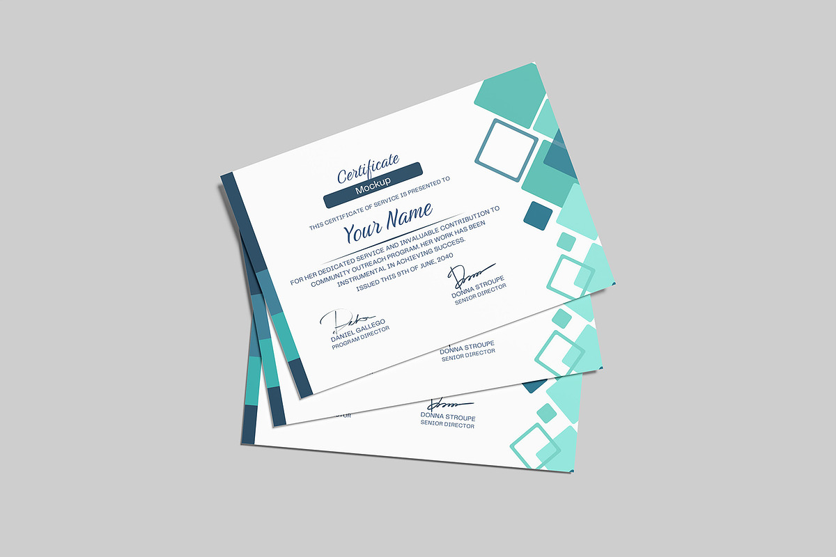 A4 Certificate Mockup, an Advertising Mockup by Graphiculon (Photo 6 of 11)