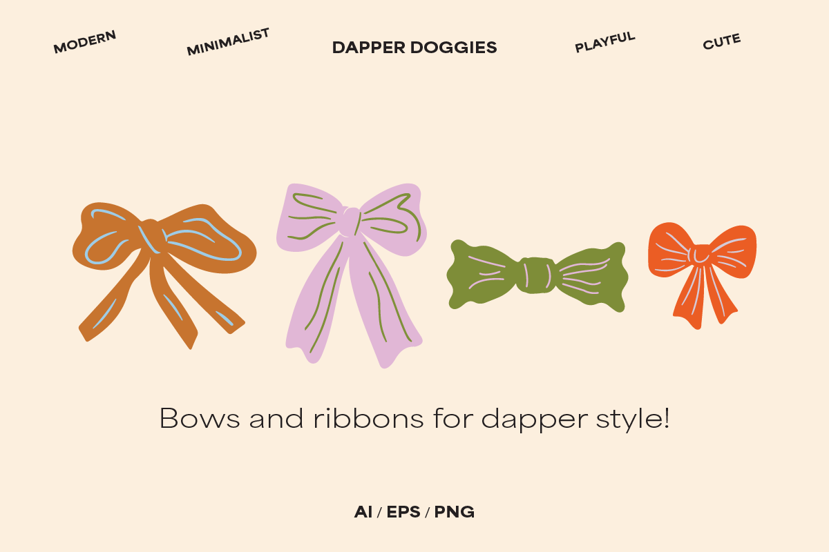 Dogs & Bows Illustration Set, an Animal Illustration by Sarah Baker (Photo 6 of 6)