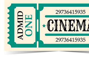 Vintage cinema ticket for one person, a Seasonal Illustration by JYa_Design