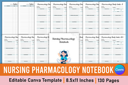 Nursing Pharmacology Notebook Canva, a Stationery Template by Mustafiz