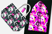 Skull funky seamless patterns, a Pattern Graphic by Seamless and more stuff (Thumbnail 5 of 6)