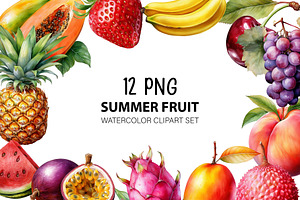 Watercolor Summer Fruit PNG Clipart., a Food Illustration by kaisorn
