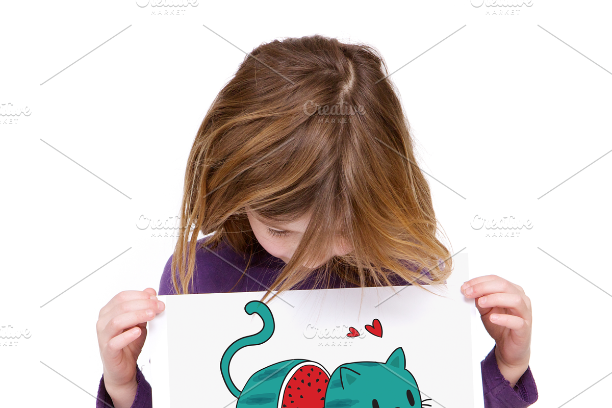 Cute cat loves watermelon, an Animal Illustration by StudioLondon (Photo 2 of 2)