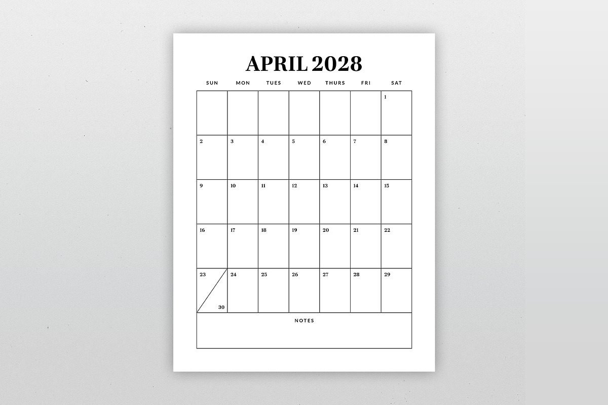 2028 Vertical 8.5x11 Inch Calendar, a Stationery Template by Running With Foxes (Photo 2 of 5)