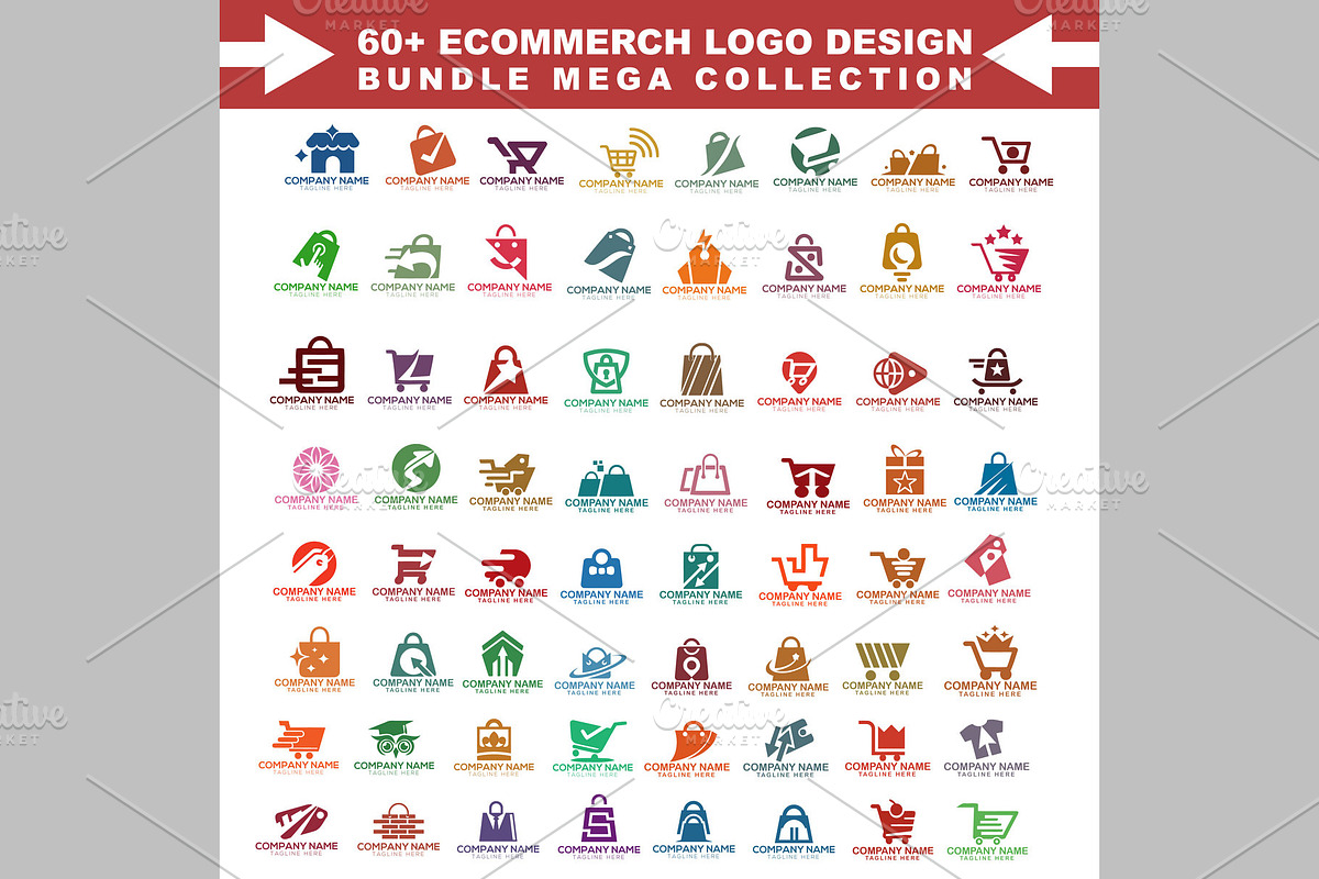 60+ e-commerce Logo Bundle Mega, a Branding & Logo Template by ArmanHossen75