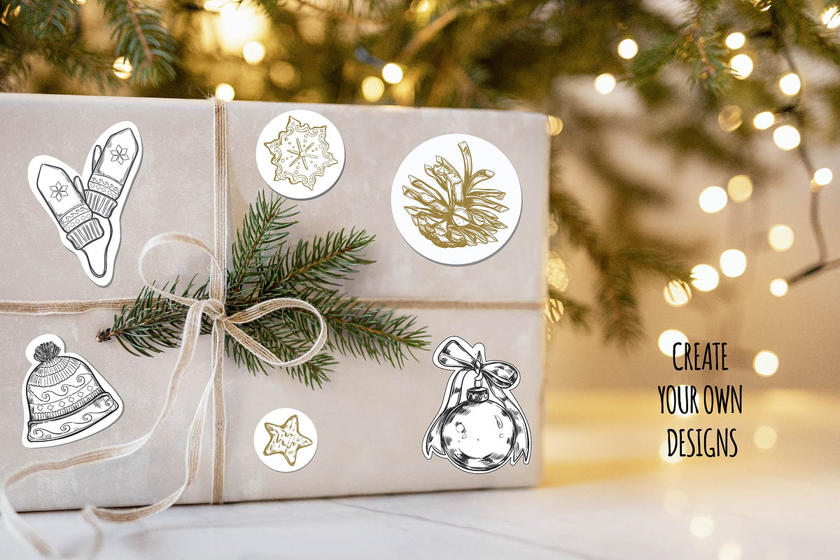 Christmas vintage stickers bundle, an Illustration by Wild Muse (Photo 3 of 4)