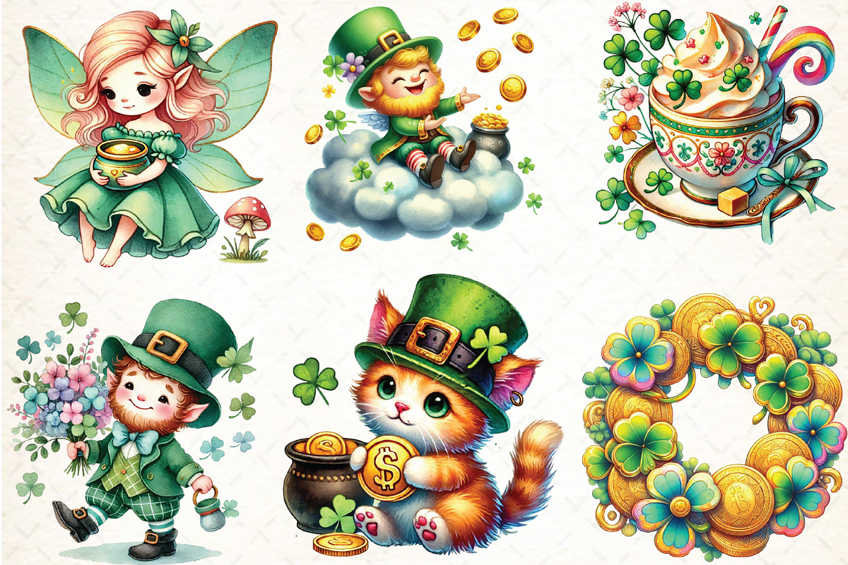 Watercolor St Patrick's Day Clipart, an Illustration by DreamCafeArt (Photo 3 of 5)