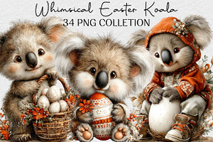 Whimsical Easter Koala Clipart, an Illustration by DreamCafeArt