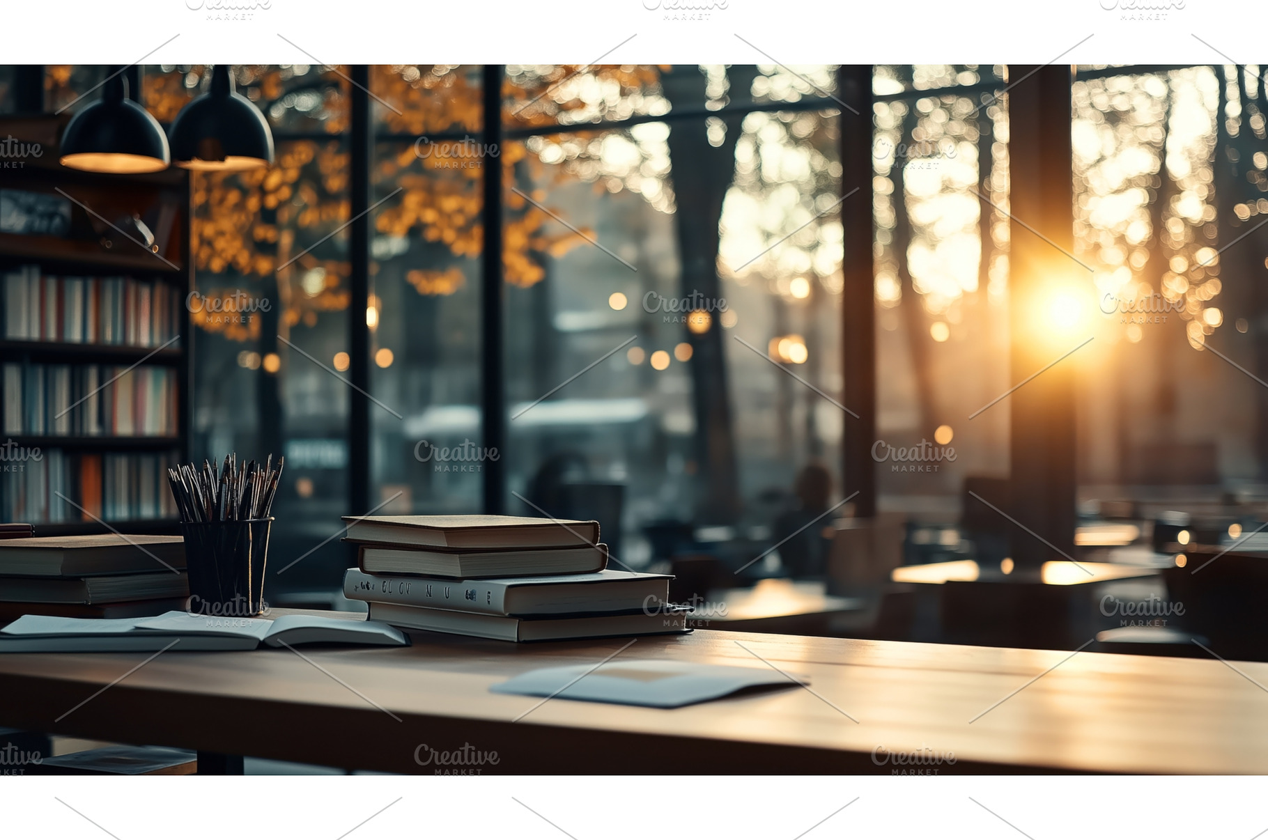 Interior of a library with books and, a School & Education Photo by Sergey Kotenev