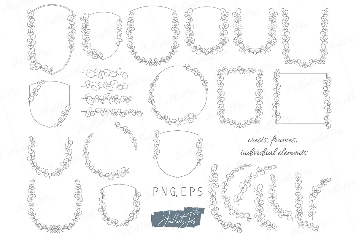 Eucalyptus Wedding design elements, a Decorative Illustration by JuDesign (Photo 2 of 6)