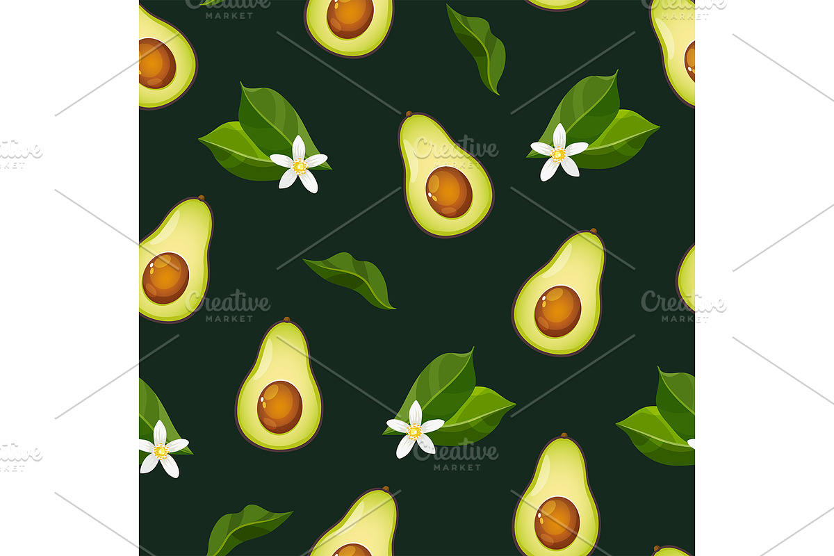 Avocado seamless pattern, a Pattern Graphic by Elen_Art