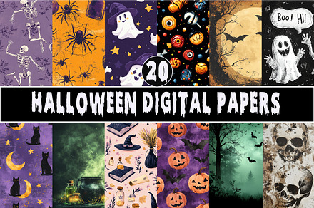 Halloween Digital Papers-20 PNG