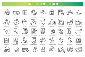 Personal Loan Line Icons set, an Object Illustration by Tettygreen