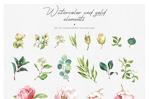 Pink & White Flowers- Watercolor Set