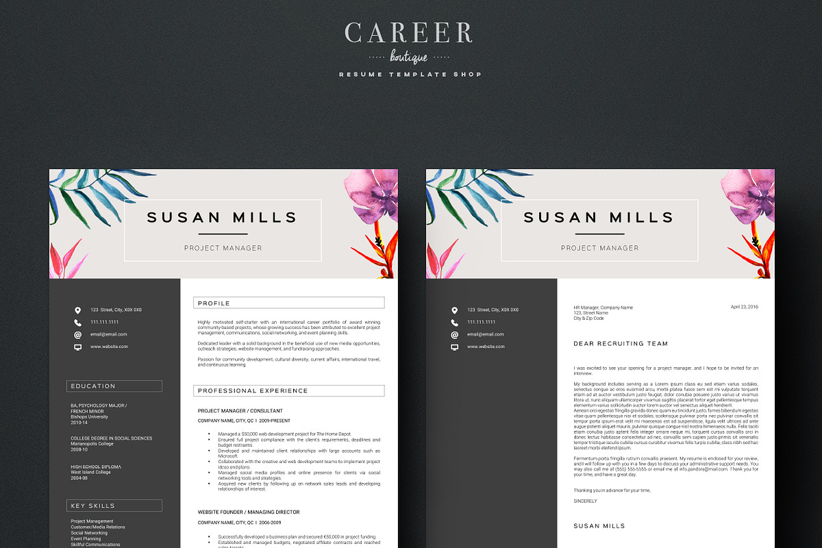 Modern Resume & CoverLetter Template, a Resume Template by careerboutique (Photo 6 of 6)