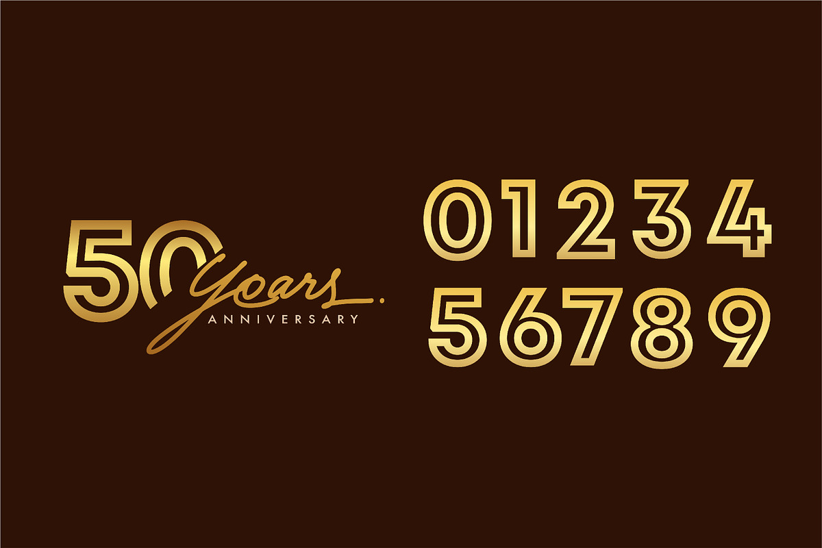 Gold anniversary logo, greeting card, a Graphic by OtpirusGraphic (Photo 2 of 5)